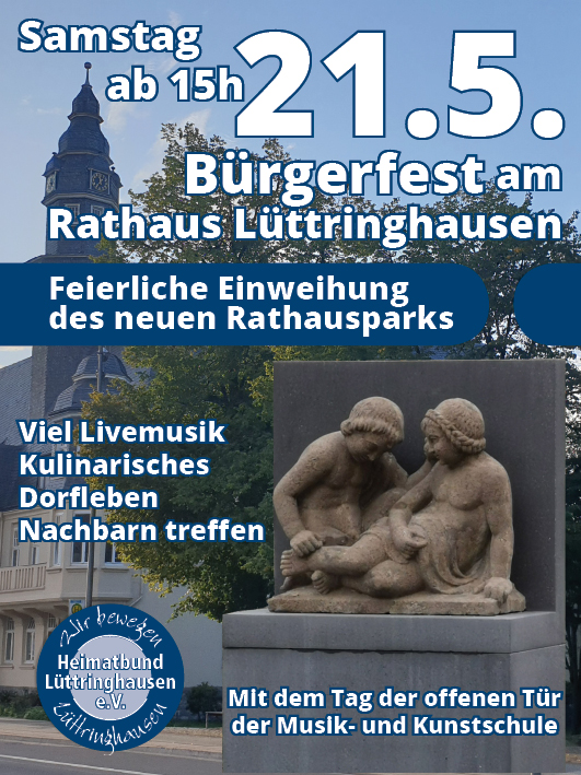 Bürgerfest vom Heimatbund Lüttringhausen am 21. Mai: Einweihung vom Rathauspark Lüttringhausen
